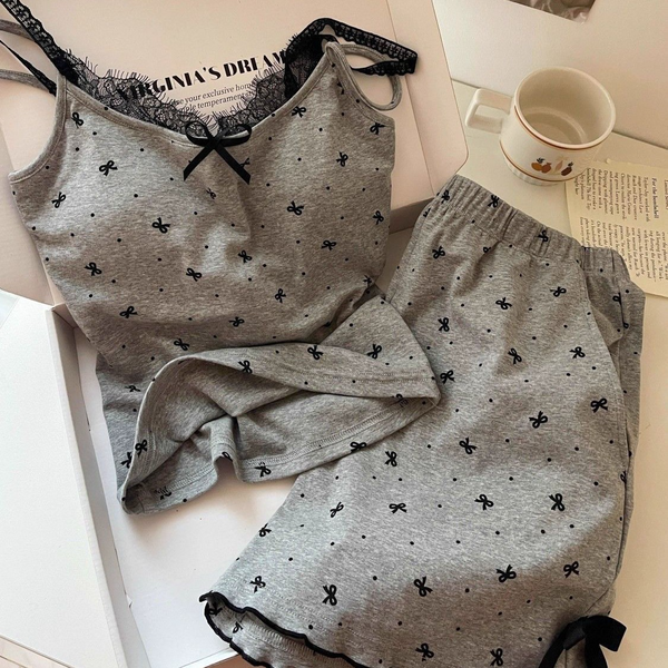 リボン柄キャミルームウェア｜小柄さんサイズ・レディース服通販専門店