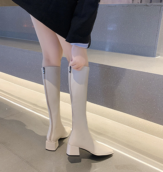 シックヒールロングブーツ