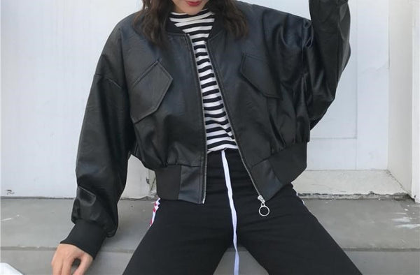 ミニ丈レザージャケット