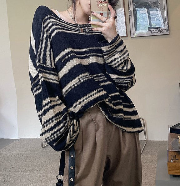 ストライプゆるプルオーバー