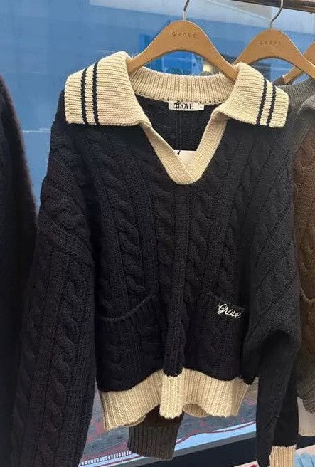 ケーブルスキッパーニット