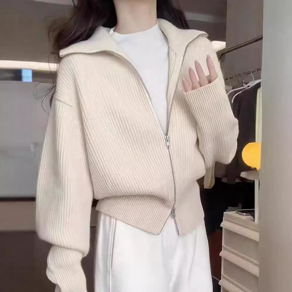 折袖ビックカラーニット