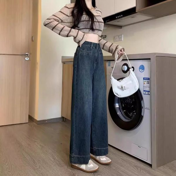 腰高ワイドデニムパンツ