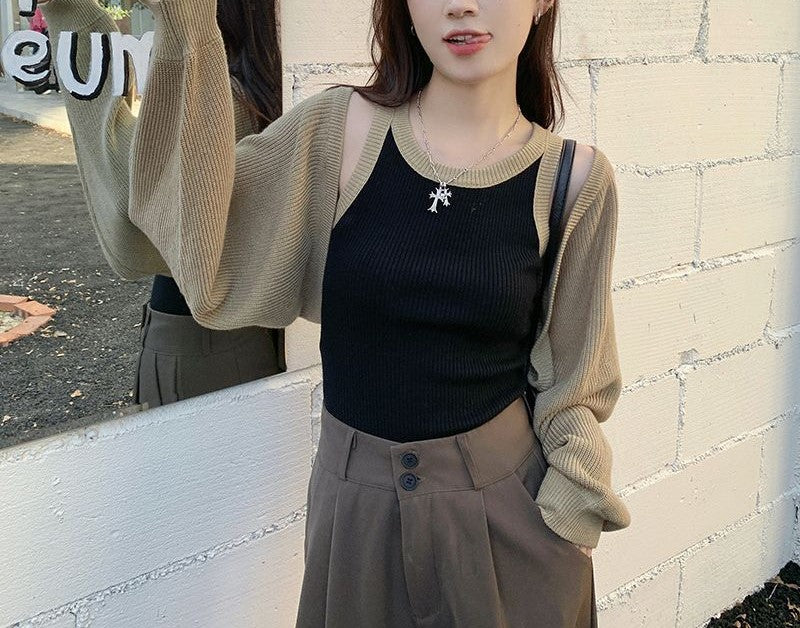 バルーンショートカーディガンセット