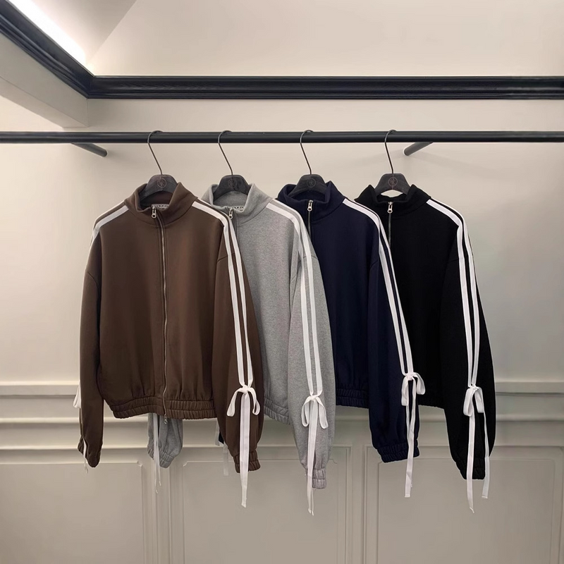 ジッパーリボン袖スエット