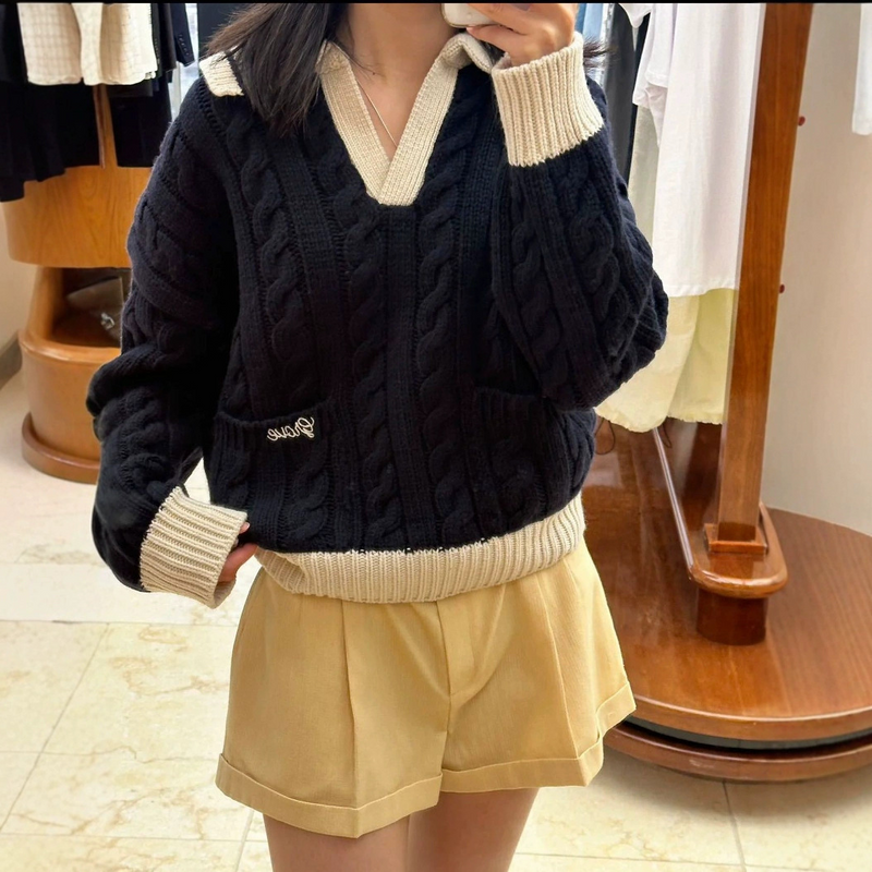 ケーブルスキッパーニット