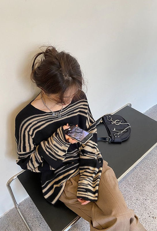 ストライプゆるプルオーバー