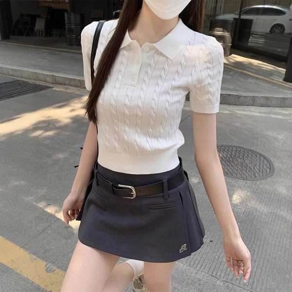 ショート丈ニットシャツ