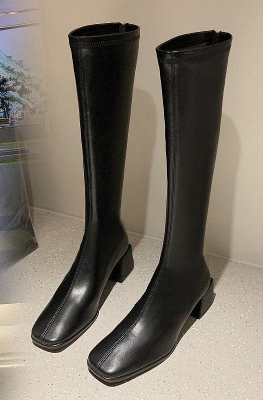 シックヒールロングブーツ