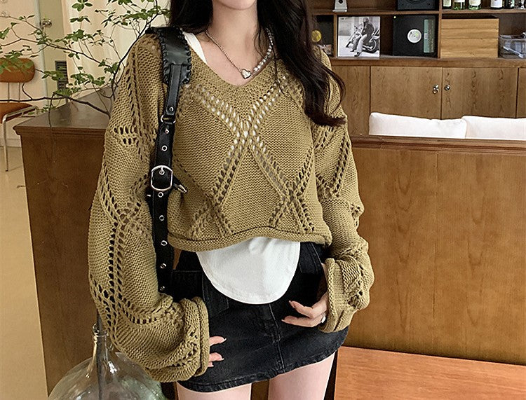 レディース ニット ショート丈 ROOP TOKYO ニット セーター ハイネックジッパーショート丈