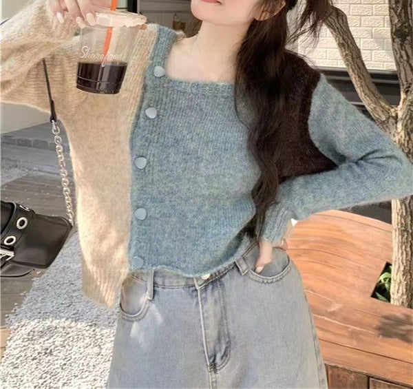 サイドボタンミニ丈カーディガン