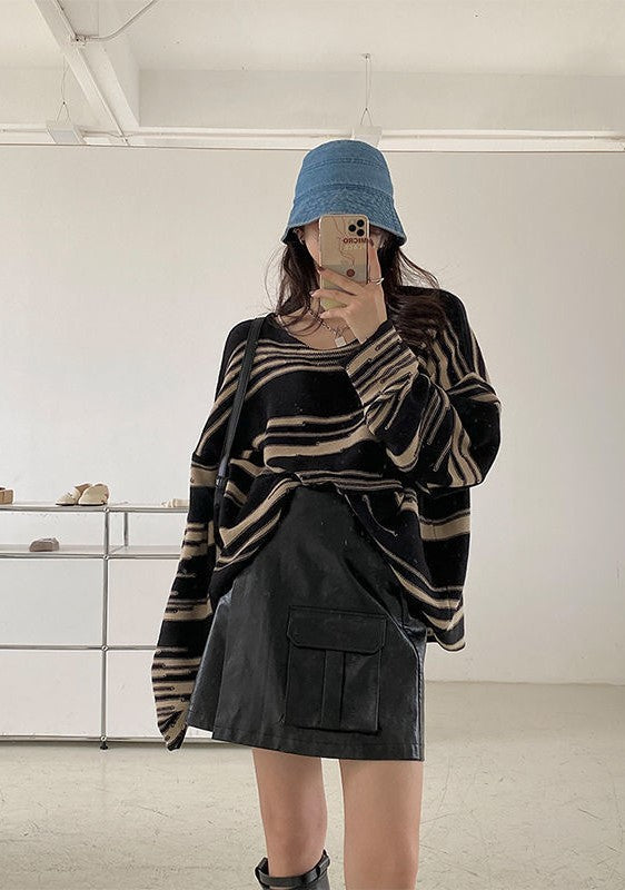 ストライプゆるプルオーバー