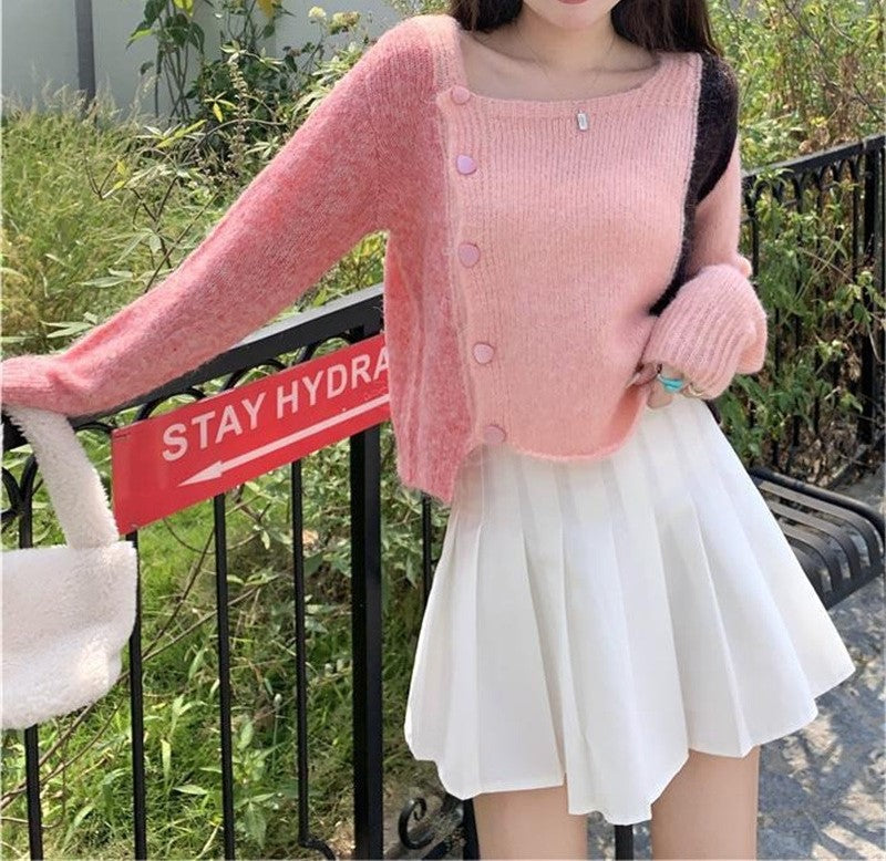 サイドボタンミニ丈カーディガン