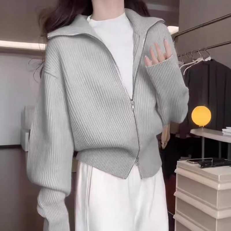 折袖ビックカラーニット