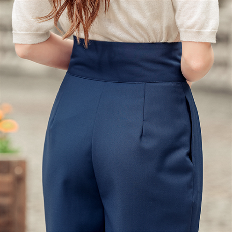 ハイウエストクロップドタックパンツ