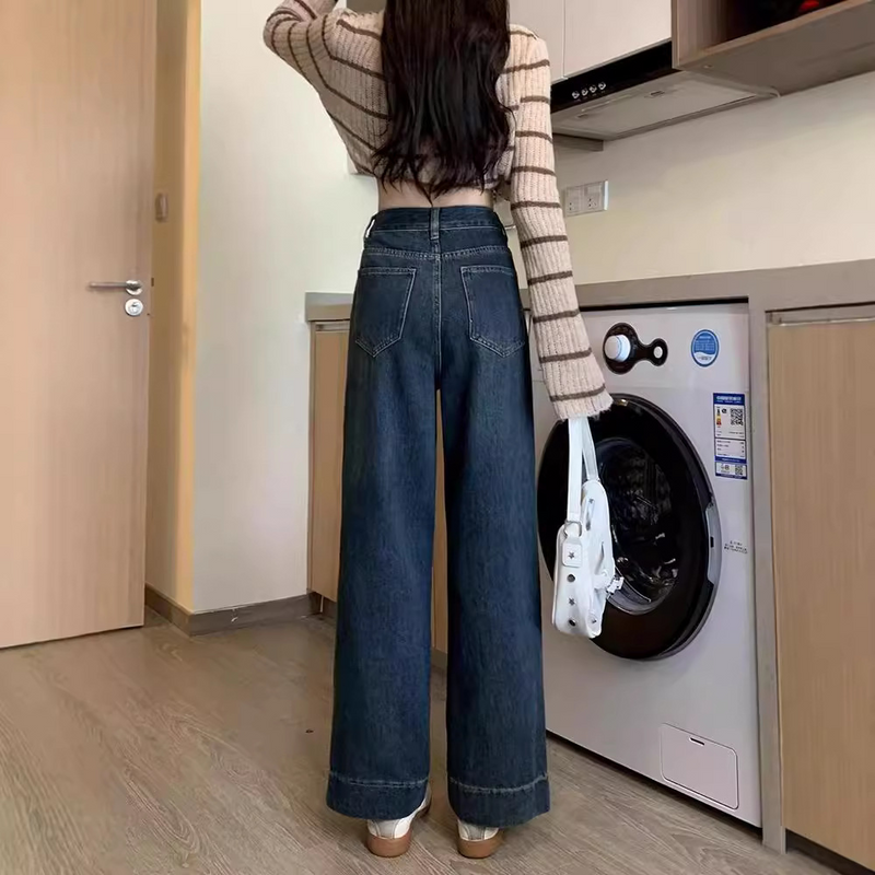 腰高ワイドデニムパンツ