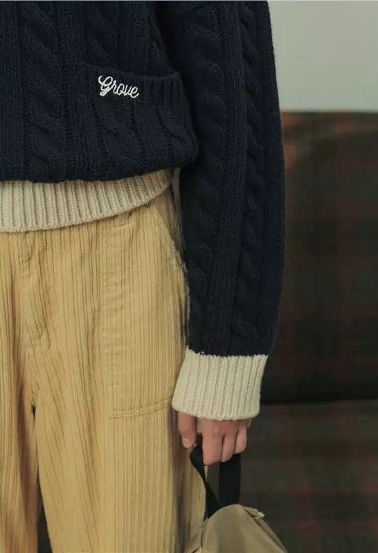 ケーブルスキッパーニット