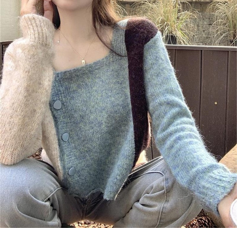 サイドボタンミニ丈カーディガン