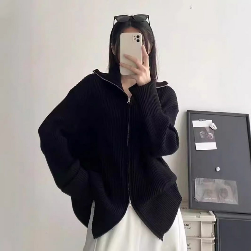 折袖ビックカラーニット