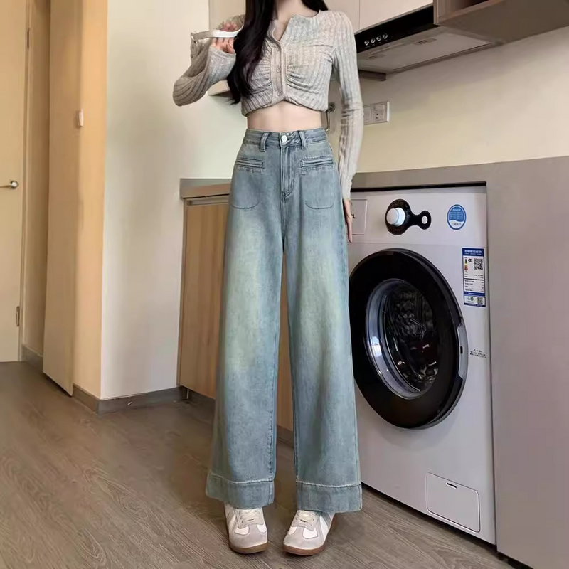 腰高ワイドデニムパンツ