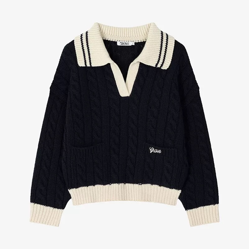 ケーブルスキッパーニット