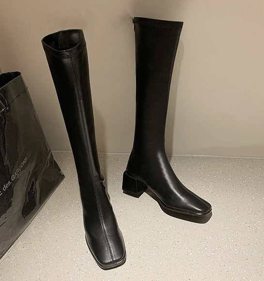 シックヒールロングブーツ