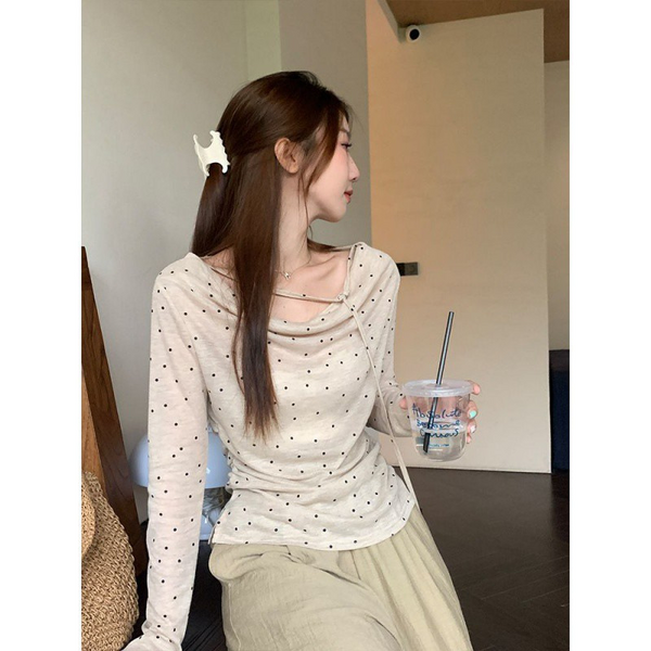 ネックストリングロングシャツ