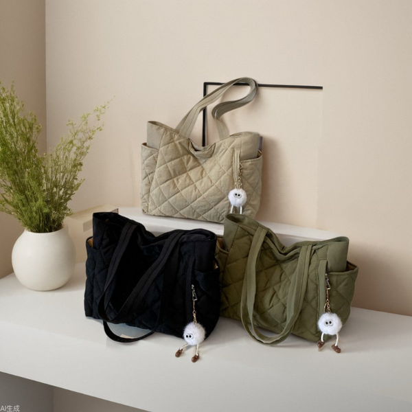 ダイヤモンド柄キャンパスバッグ