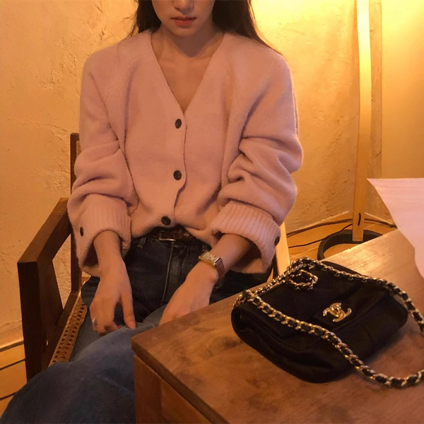 スリーブボタンカーディガン