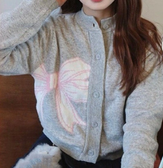 ニットサイドリボンカーディガン