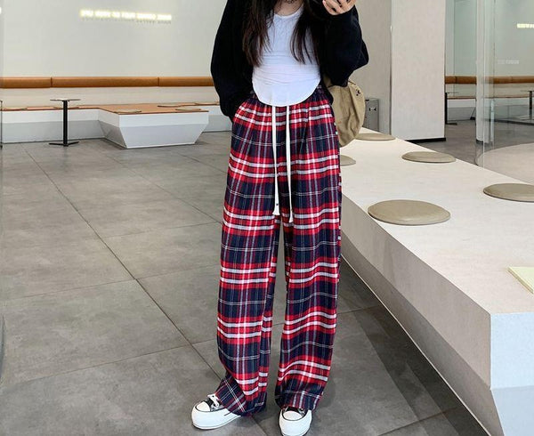 チェック柄カジュアルパンツ