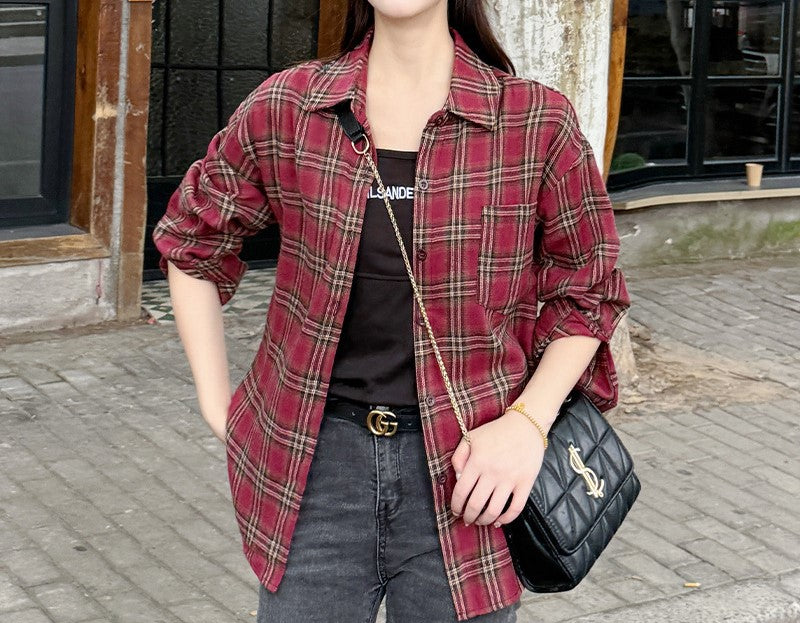 ラペルチェックシャツ