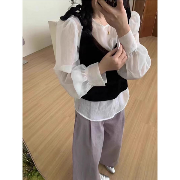 シースルーブラウスキャミソールセット