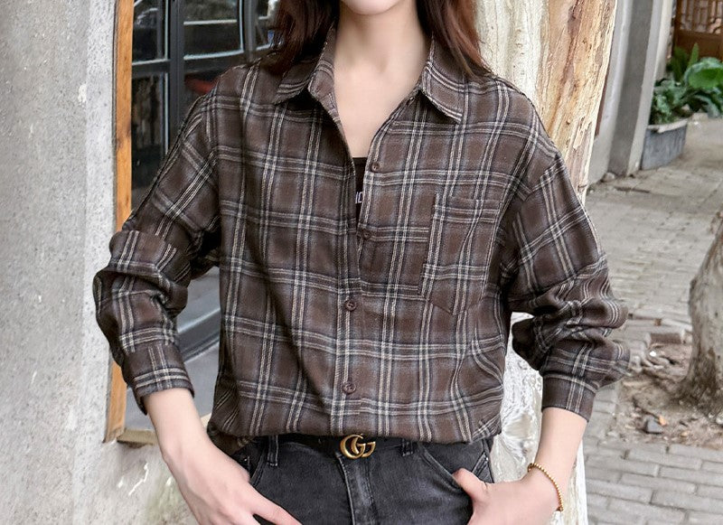 ラペルチェックシャツ