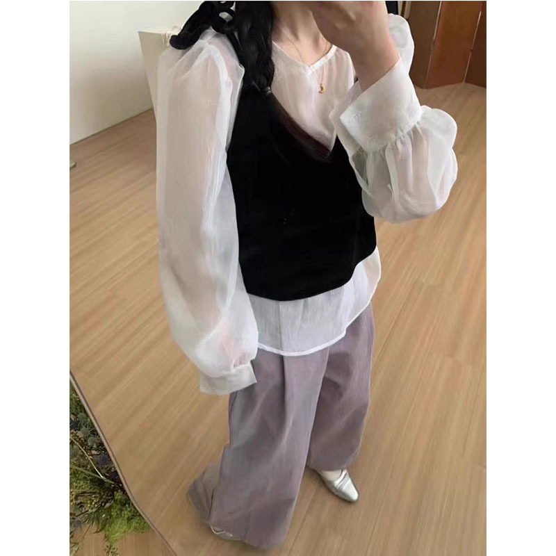 シースルーブラウスキャミソールセット