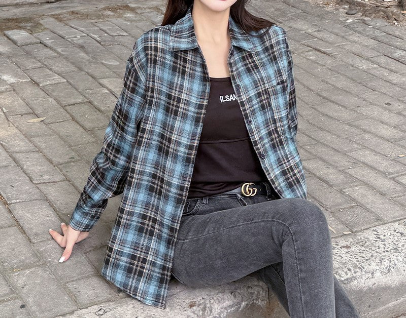 ラペルチェックシャツ