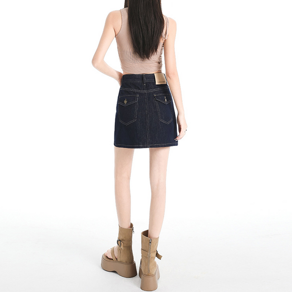 ショート丈Aラインデニムスカート