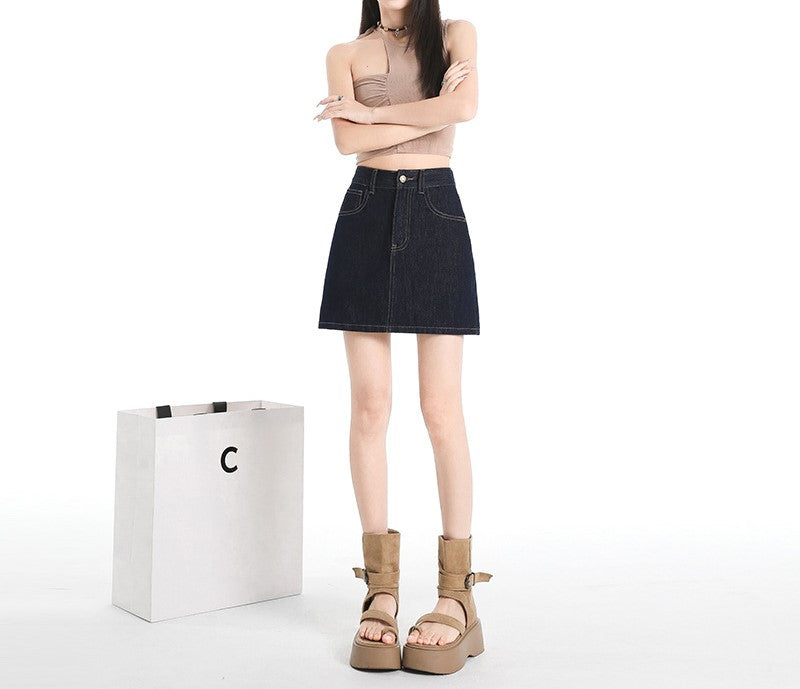 ショート丈Aラインデニムスカート