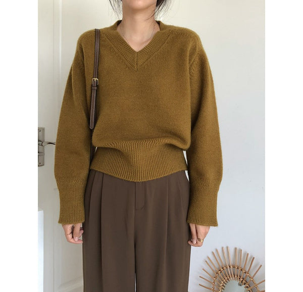 ナチュラルVネックニット