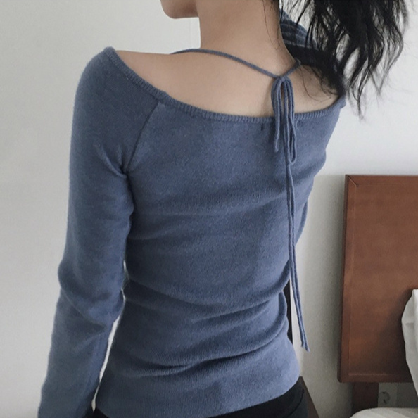 ポートレートネックロングトップ