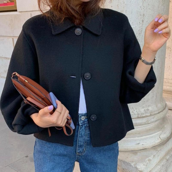 ビッグボタンショートコート