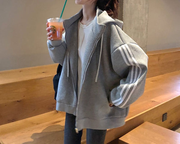 スポーツルーズジッパースエットパーカー