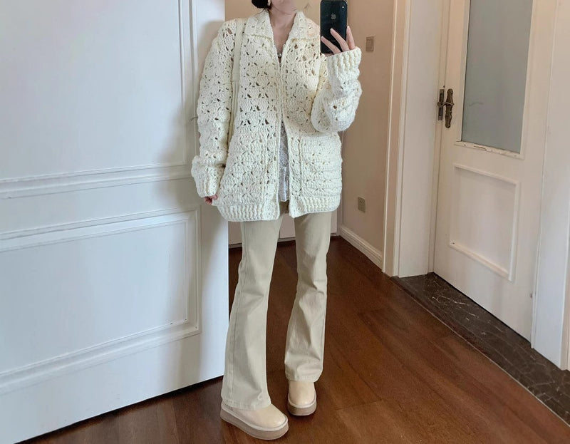 ゆったり網カーディガン