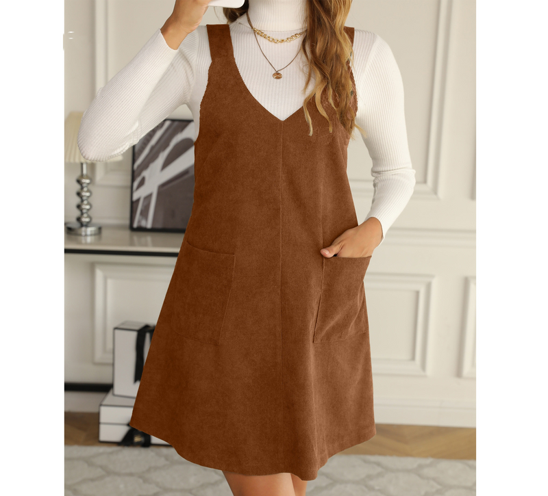 Vネックポケットワンピース