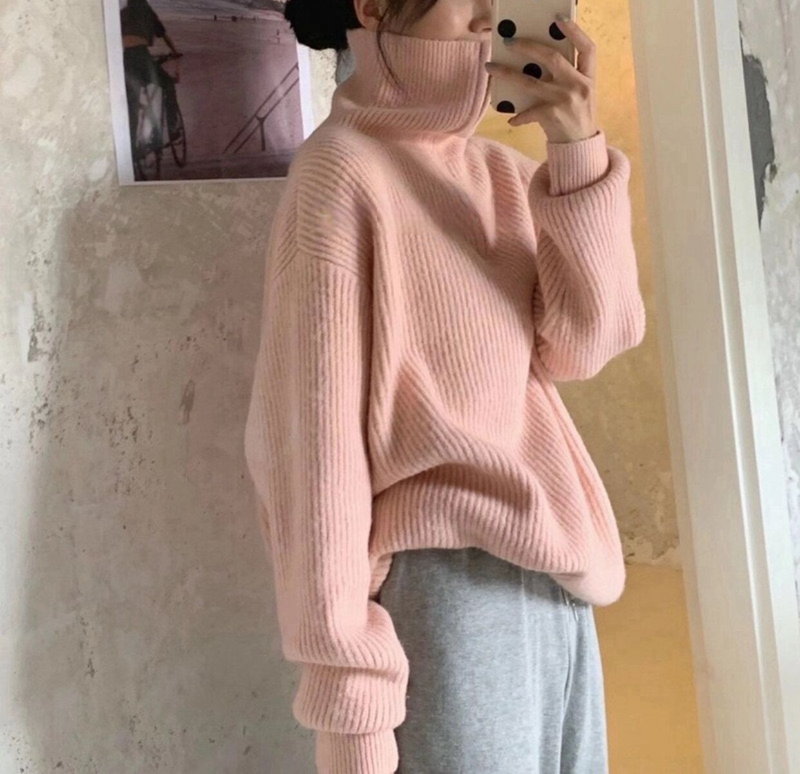 ビックカラーハーフジップニット