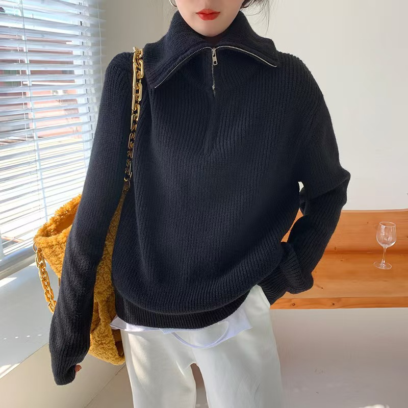 ビックカラーハーフジップニット