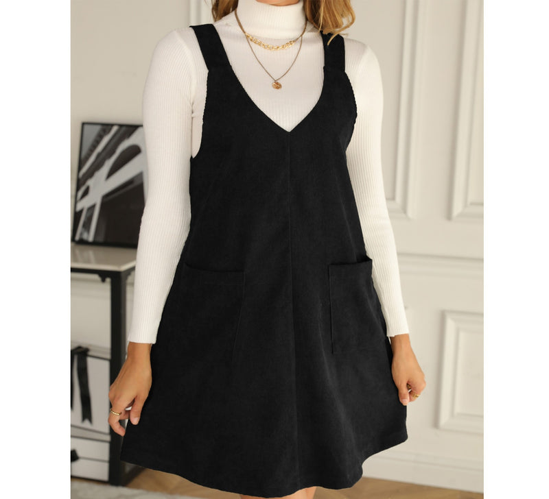 Vネックポケットワンピース