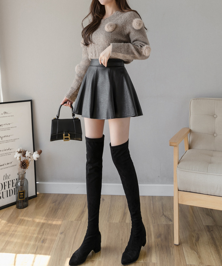 ハイウエストレザースカート