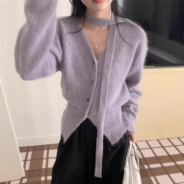 ネックリボン付・カーディガン