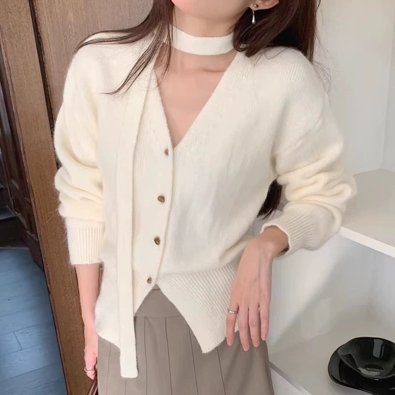 ネックリボン付・カーディガン